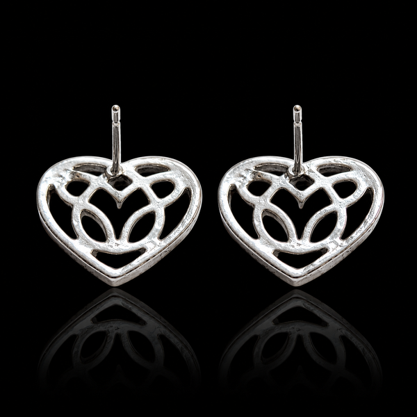 Sterling Silver Boston Celtic Heart  StudEarrings