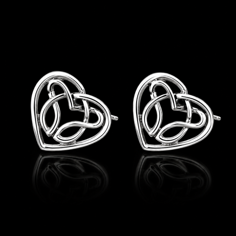 Sterling Silver Boston Celtic Heart  StudEarrings