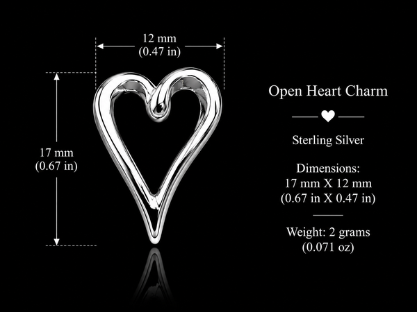 Sterling Silver Open Heart Stud Earrings