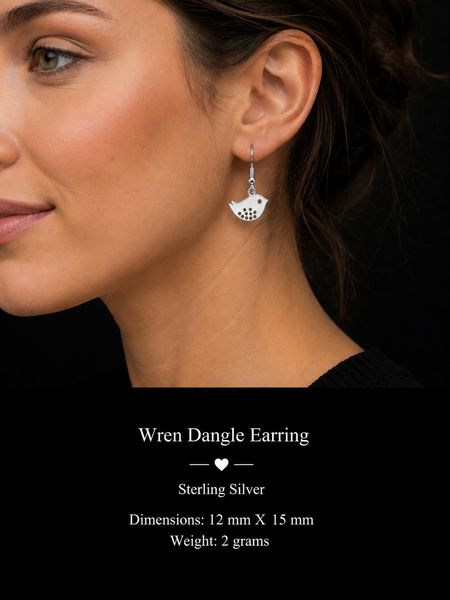 Sterling Silver Wren Earrings