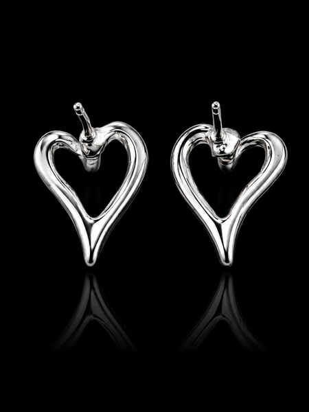 Sterling Silver Open Heart Stud Earrings