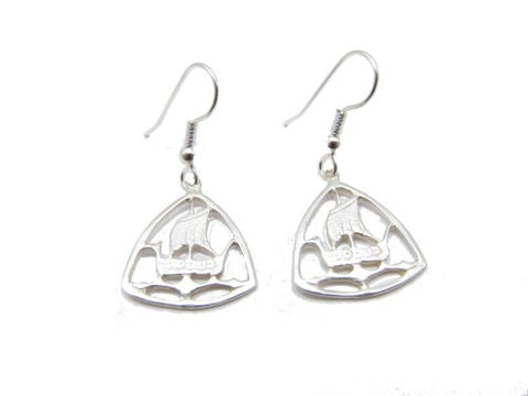 Sterling Silver Scandinavian Viking Ship Earrings