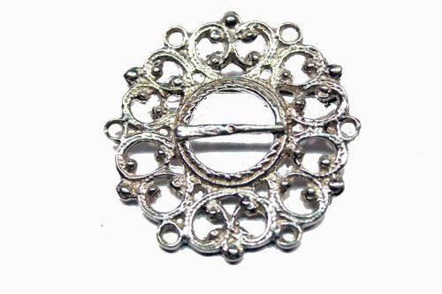 Sterling Silver Scandinavian Traditional Norwegian Filigree Crown Brooch