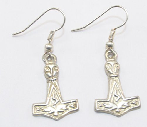 Sterling Silver Scandinavian Norse Viking Thor's Hammer Earrings